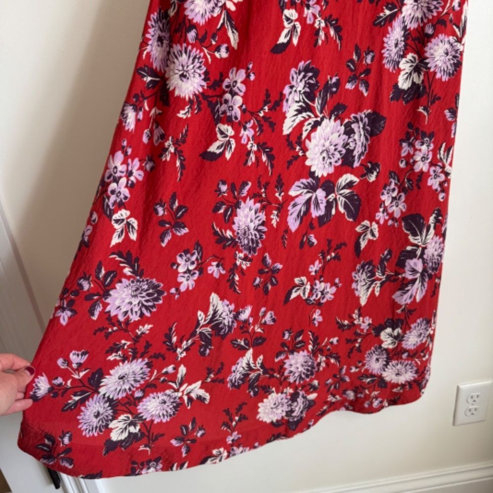 Anthropologie Maeve Puff-Sleeve Midi Dress - Red Floral | Size 6 - Picture 11 of 13